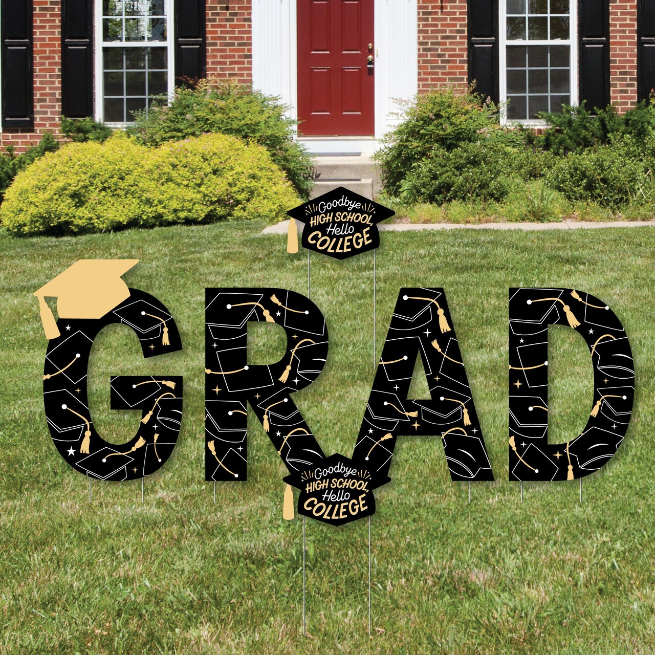 Big Dot of Happiness Hello College Graduation Party Yard Signs - Outdoor Lawn Decorations - GRAD